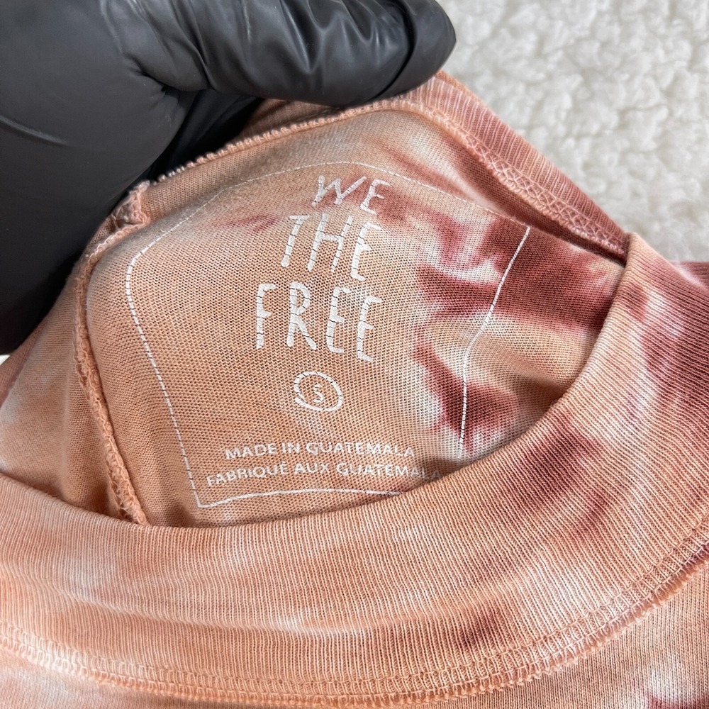 We the Free People Be Free T-Shirt Women Small Orange Tie-Dye Long Sleeve Casual - Picture 8 of 13